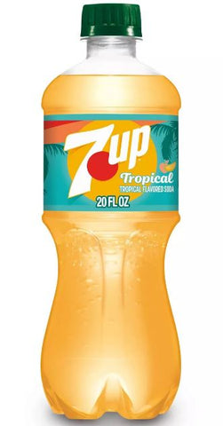 New 7up Tropical 20 Ounce Bottle Seven Up